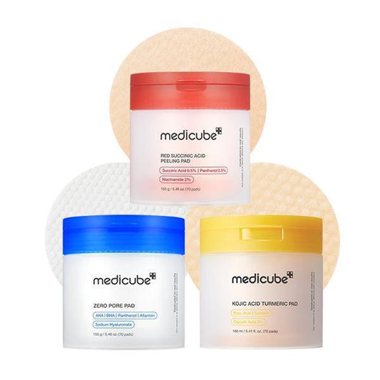 Medicube Toner Pad Trio Bundle – Zero Pore, Kojic Acid Turmeric & Red Succinic Acid