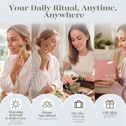 IcyMe Gua Sha & Jade Roller Set for Facial Sculpting and Relaxation