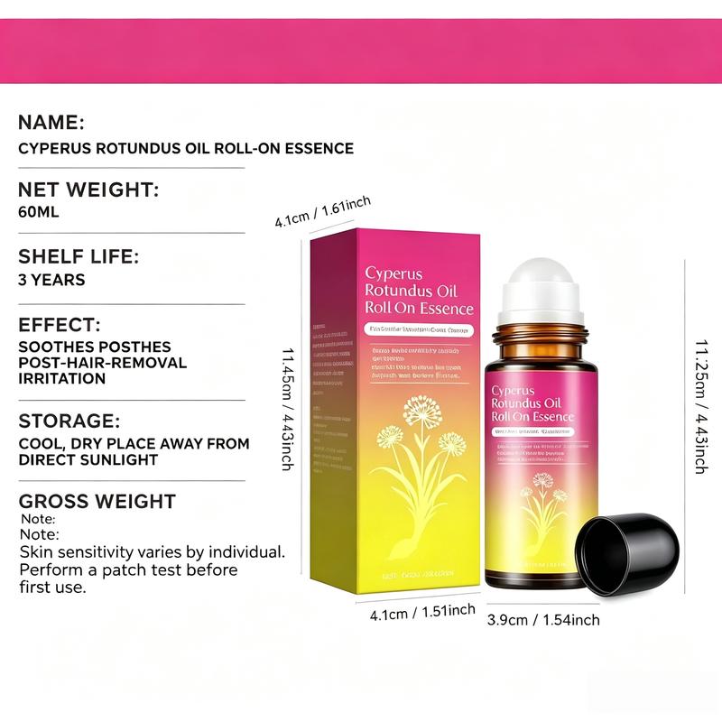 Cyperus Rotundus Oil Roll-On Essence (60ml) – Botanical Post-Shave & Post-Wax Soothing Serum